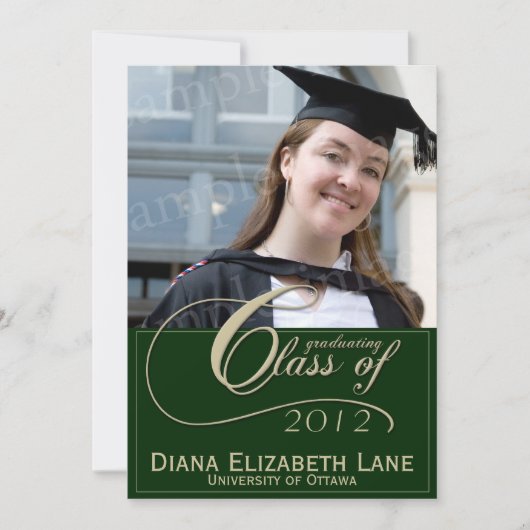 Elegant Script Photo Afstudeerder Invitation - Gre Kaart (Voorkant)
