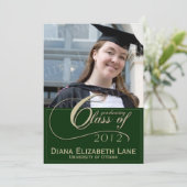 Elegant Script Photo Afstudeerder Invitation - Gre Kaart (Staand voorkant)