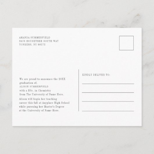 Elegant Script Photo Afstuderen 2025 Aankondigingskaart (Achterkant)