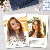 Elegant Script Photo Afstuderen Aankondiging