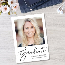 Elegant Script Photo Afstuderen Aankondiging