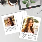 Elegant Script Photo Afstuderen Aankondigingskaart