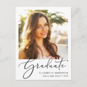 Elegant Script Photo Afstuderen Aankondigingskaart (Voorkant)