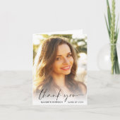 Elegant Script Photo Afstuderen Bedankkaart (Voorkant)