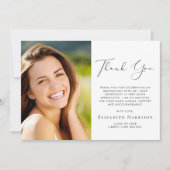 Elegant Script Photo Afstuderen Bedankkaart (Voorkant)