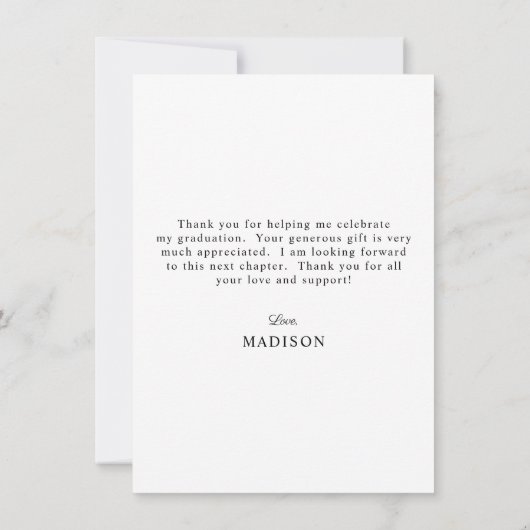 Elegant Script Photo Afstuderen Bedankkaart (Achterkant)