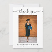 Elegant Script Photo Afstuderen Bedankkaart (Voorkant)