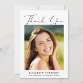Elegant Script Photo Afstuderen Bedankkaart (Voorkant)