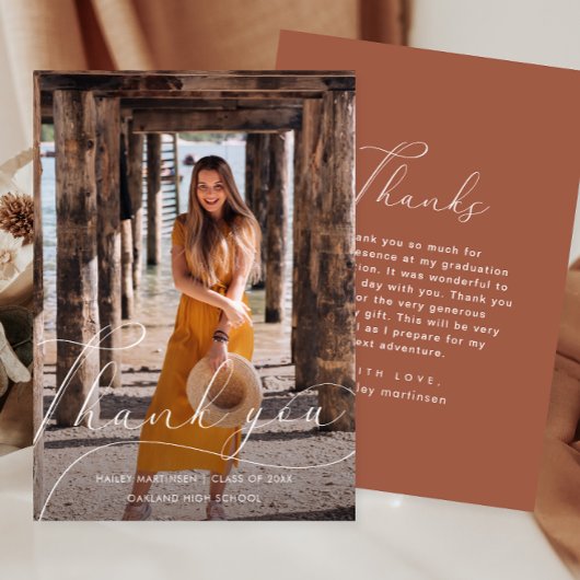 Elegant Script Photo Afstuderen Hartelijk dank Ora Kaart