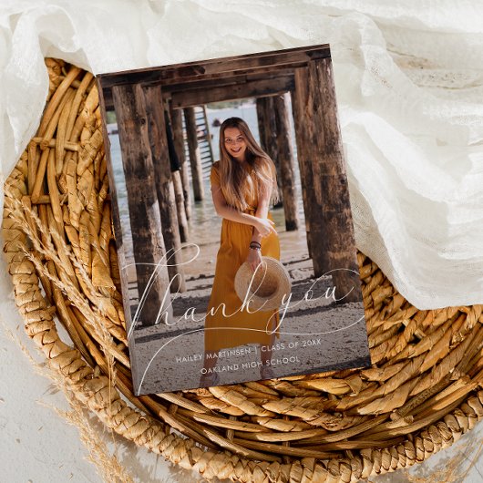 Elegant Script Photo Afstuderen Hartelijk dank Ora Kaart