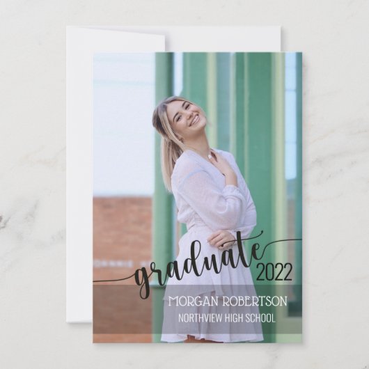 Elegant Script Photo Afstuderen Invitation Kaart (Voorkant)