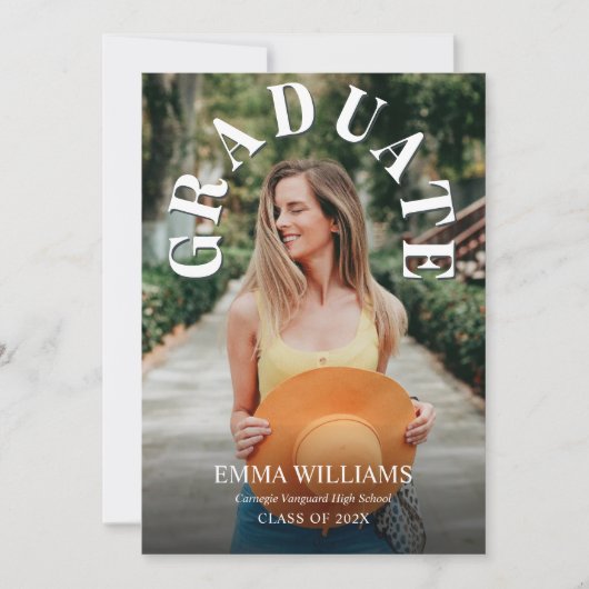 Elegant Script Photo Afstuderen Invitation Kaart (Voorkant)