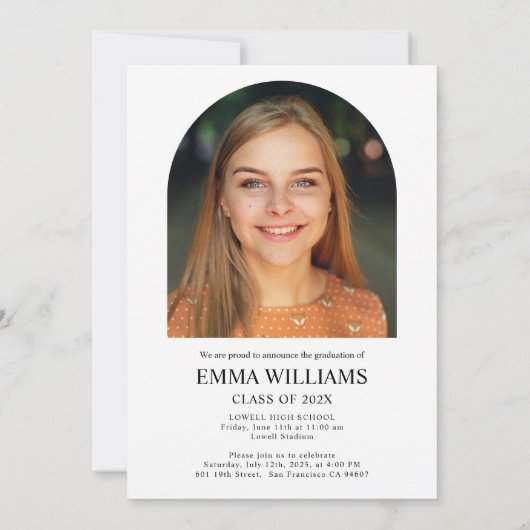 Elegant Script Photo Afstuderen Invitation Kaart (Achterkant)