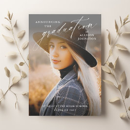 Elegant Script Photo Afstuderen Kaart