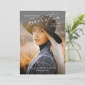 Elegant Script Photo Afstuderen Kaart (Staand voorkant)