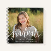 Elegant Script Photo Afstuderen Keepomwille Guest Notitieboek (Voorkant)