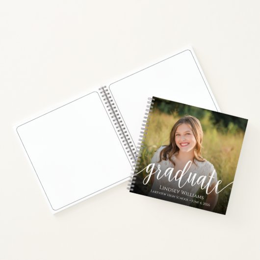 Elegant Script Photo Afstuderen Keepomwille Guest Notitieboek (Binnen)