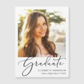 Elegant Script Photo Afstuderen Magnet Magnetische Uitnodiging (Voorkant)