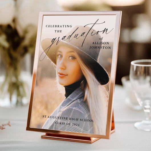 Elegant Script Photo Afstuderen Welkom Poster