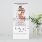 Elegant Script Photo All-in-One Weddenschap Kaart (Staand voorkant)