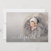 Elegant Script Photo Baby Birth Announements (Voorkant)
