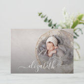 Elegant Script Photo Baby Birth Announements (Staand voorkant)