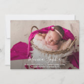 Elegant Script Photo Baby Birth Announements (Voorkant)