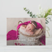 Elegant Script Photo Baby Birth Announements (Staand voorkant)