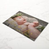 Elegant Script Photo Baby shower Hartelijk dank Folie Uitnodiging (Gedraaid)