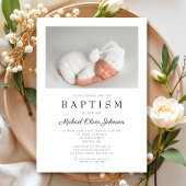 Elegant Script Photo Baptisme Kaart