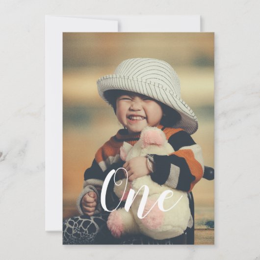 Elegant Script Photo Birthday Party Invitation Kaart (Voorkant)