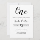 Elegant Script Photo Birthday Party Invitation Kaart (Achterkant)