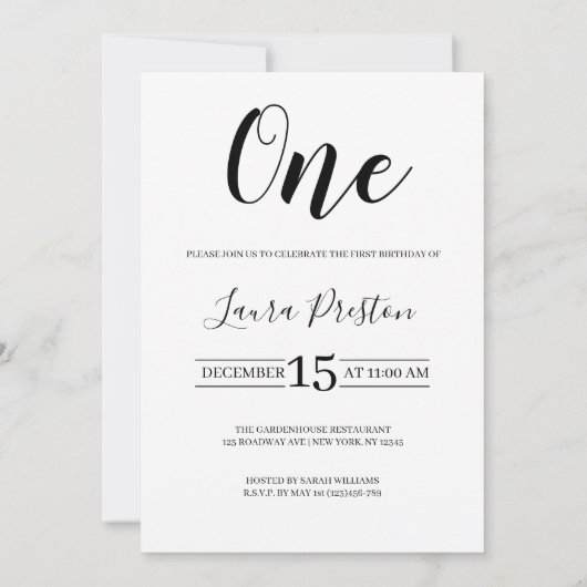 Elegant Script Photo Birthday Party Invitation Kaart (Achterkant)