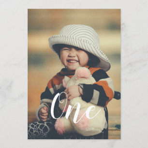 Elegant Script Photo Birthday Party Invitation Kaart