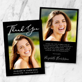 Elegant Script Photo Black Afstuderen Bedankkaart