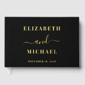 Elegant Script Photo Black Bruiloft Gastenboek (Voorkant)