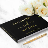 Elegant Script Photo Black Bruiloft Gastenboek