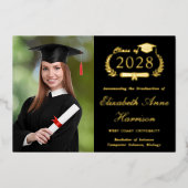 Elegant Script Photo Black Graduparty Folie Uitnodiging (Voorkant)