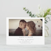 Elegant Script Photo Black White Wedding Save The Date (Staand voorkant)