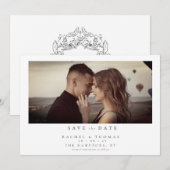 Elegant Script Photo Black White Wedding Save The Date (Voorkant / Achterkant)