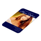 Elegant Script Photo Blue Afstuderen Aankondiging Magneet (Linkerzijde)