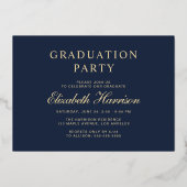 Elegant Script Photo Blue College Graduparty Folie Uitnodiging (Achterkant)