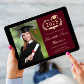Elegant Script Photo Burgundy College Graduing Aankondiging