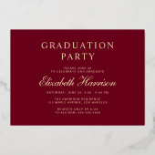 Elegant Script Photo Burgundy Graduparty Folie Uitnodiging (Achterkant)