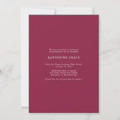 Elegant Script Photo Burgundy Maroon Afstuderen Aankondiging (Achterkant)