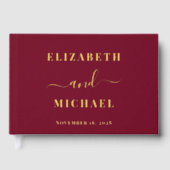 Elegant Script Photo Burgundy Wedding Gastenboek (Voorkant)