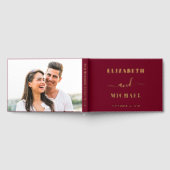 Elegant Script Photo Burgundy Wedding Gastenboek (Volledig)
