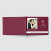 Elegant Script Photo Burgundy Wedding Gastenboek (Volledig)