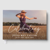 Elegant Script Photo Celebrating the Life of Gastenboek (Voorkant)