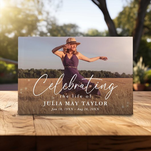 Elegant Script Photo Celebrating the Life of Gastenboek